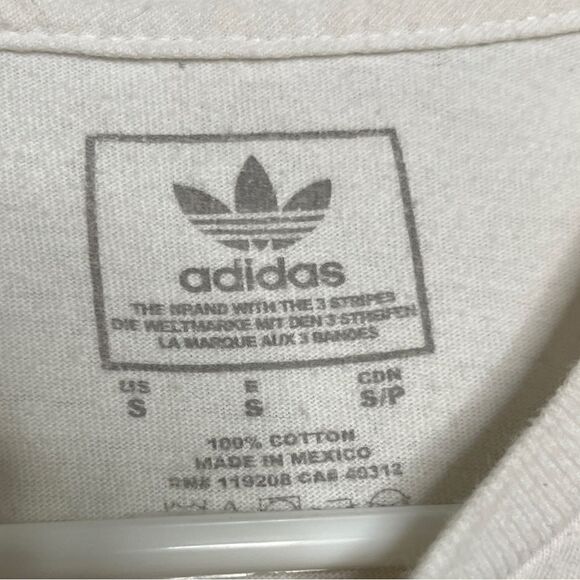 Adidas Crew Neck Short Sleeve Logo Tee Shirt White & Rose Gold Small - Picture 5 of 5